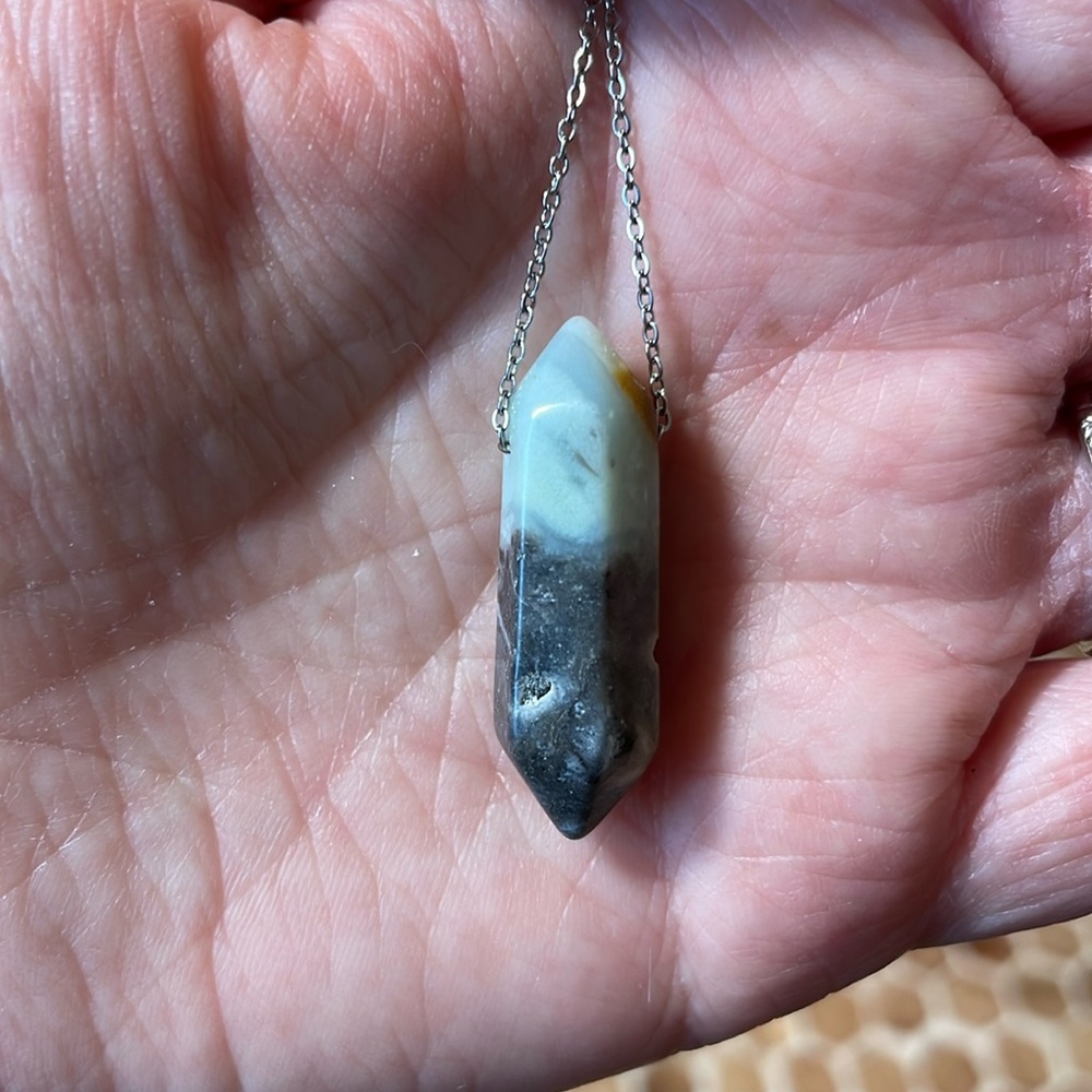 Amazonite Double Pointed Pendant Necklace Natural Crystal Healing Stone